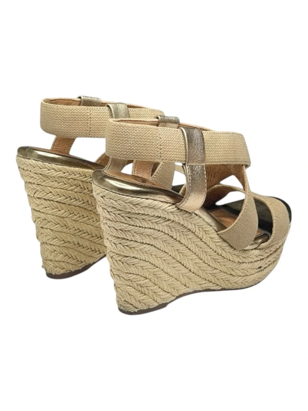 Sofft  Perla Wedge Slingbacks Espadrilles Sandals  Truffle Metallic Gold  6.5